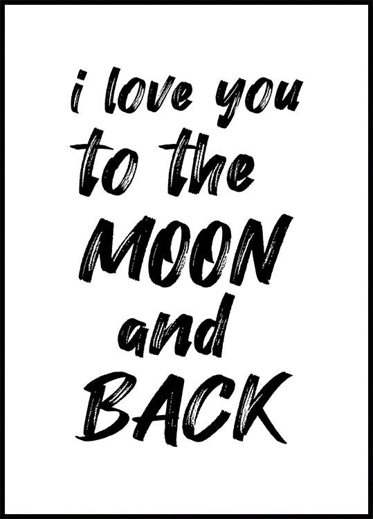 „Love you to the Moon and Back“-Kinderzimmer-Zitat-Poster – Posterbox.no