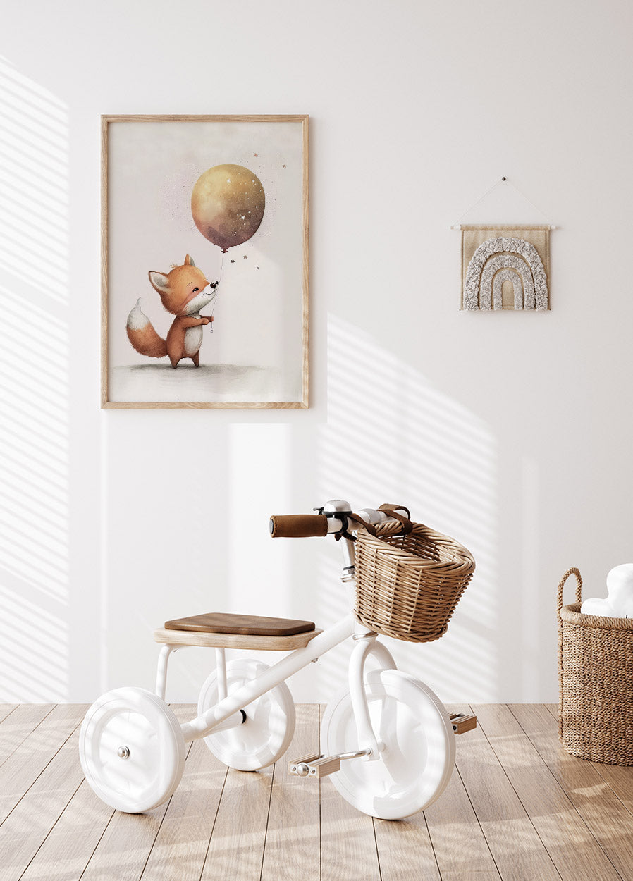 Kinderzimmerposter „Fox Holding Balloon“ - Posterbox.no
