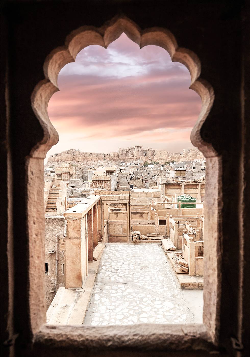 Indien Jaisalmer City & Fort At Sunset Poster - Posterbox.no
