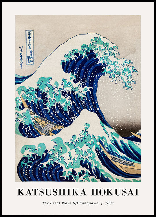 Die große Welle vor Kanagawa von Katsushika Hokusai Poster - Posterbox.no