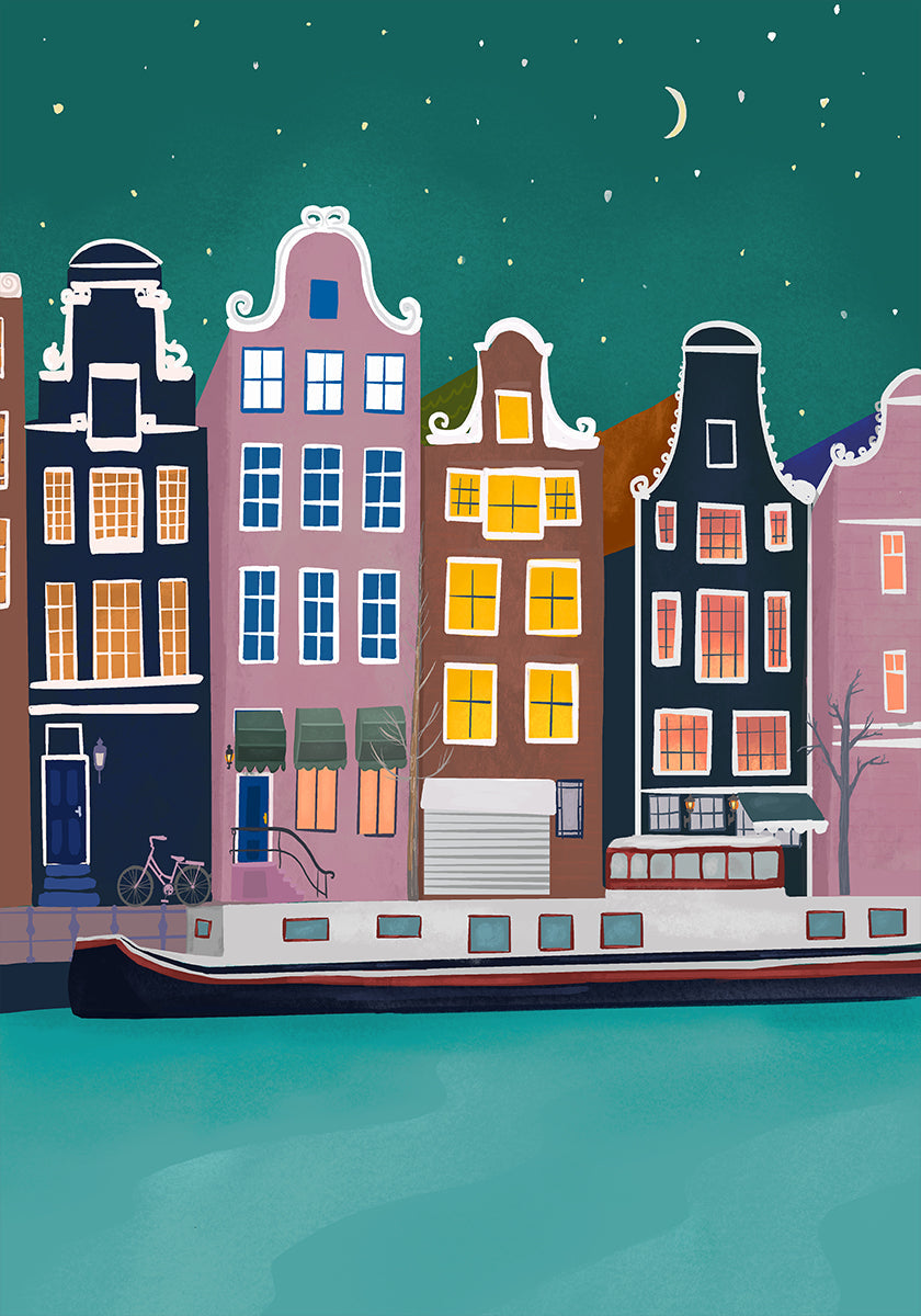 Amsterdam bei Nacht Poster