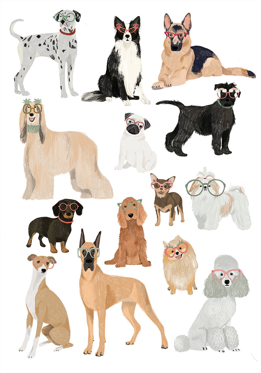 Hunde mit Brille als Poster
