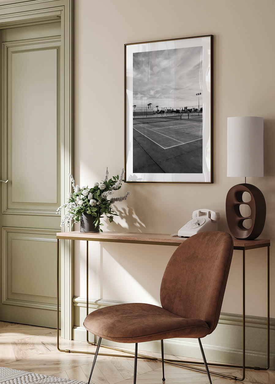 Tennisplatz-Schwarzweiß-Poster - Posterbox.no