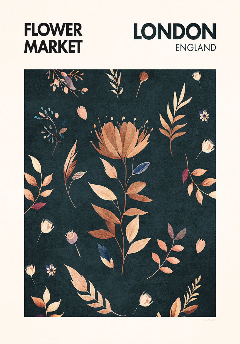 Poster „Blütenblätter in London“.