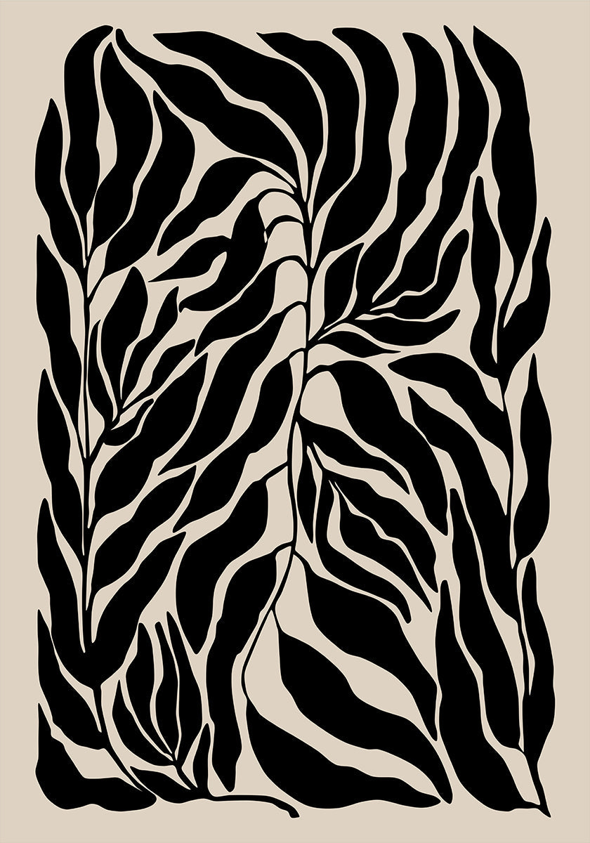 Schwarzes Blatt-Silhouetten-Poster