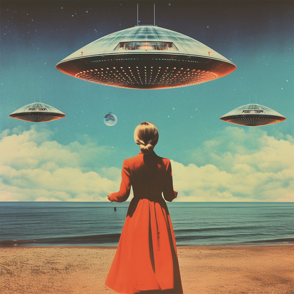 UFO-Himmel-Collagen-Kunstplakat