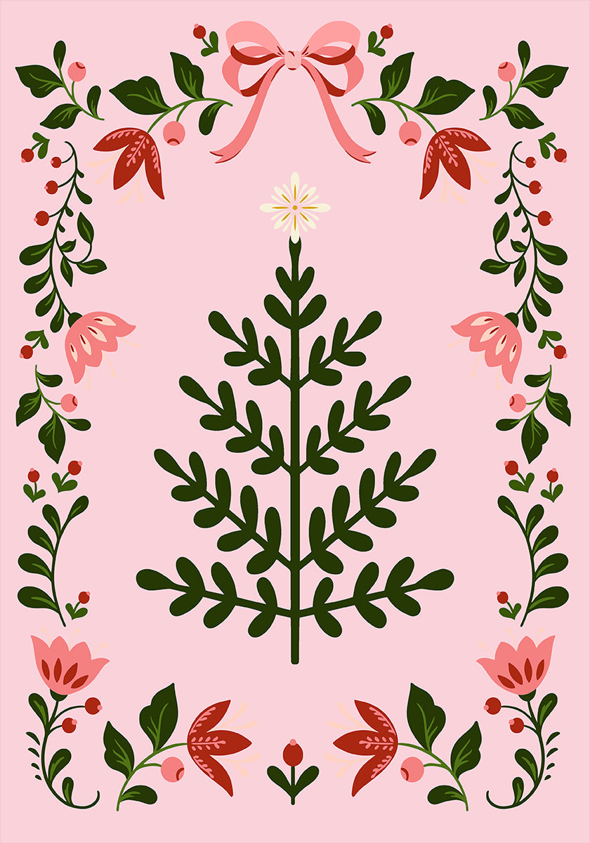Rosa Weihnachtsbaum-Poster