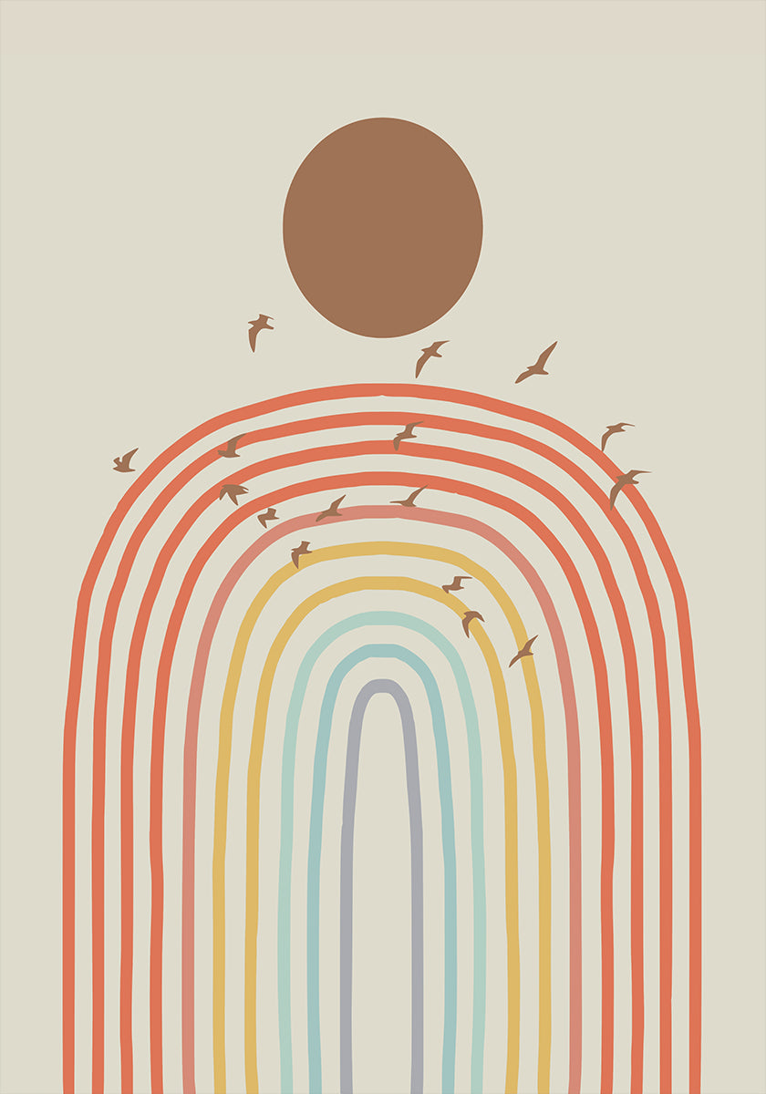 Stilisierter Regenbogen mit geschichtetem Pastell-Poster