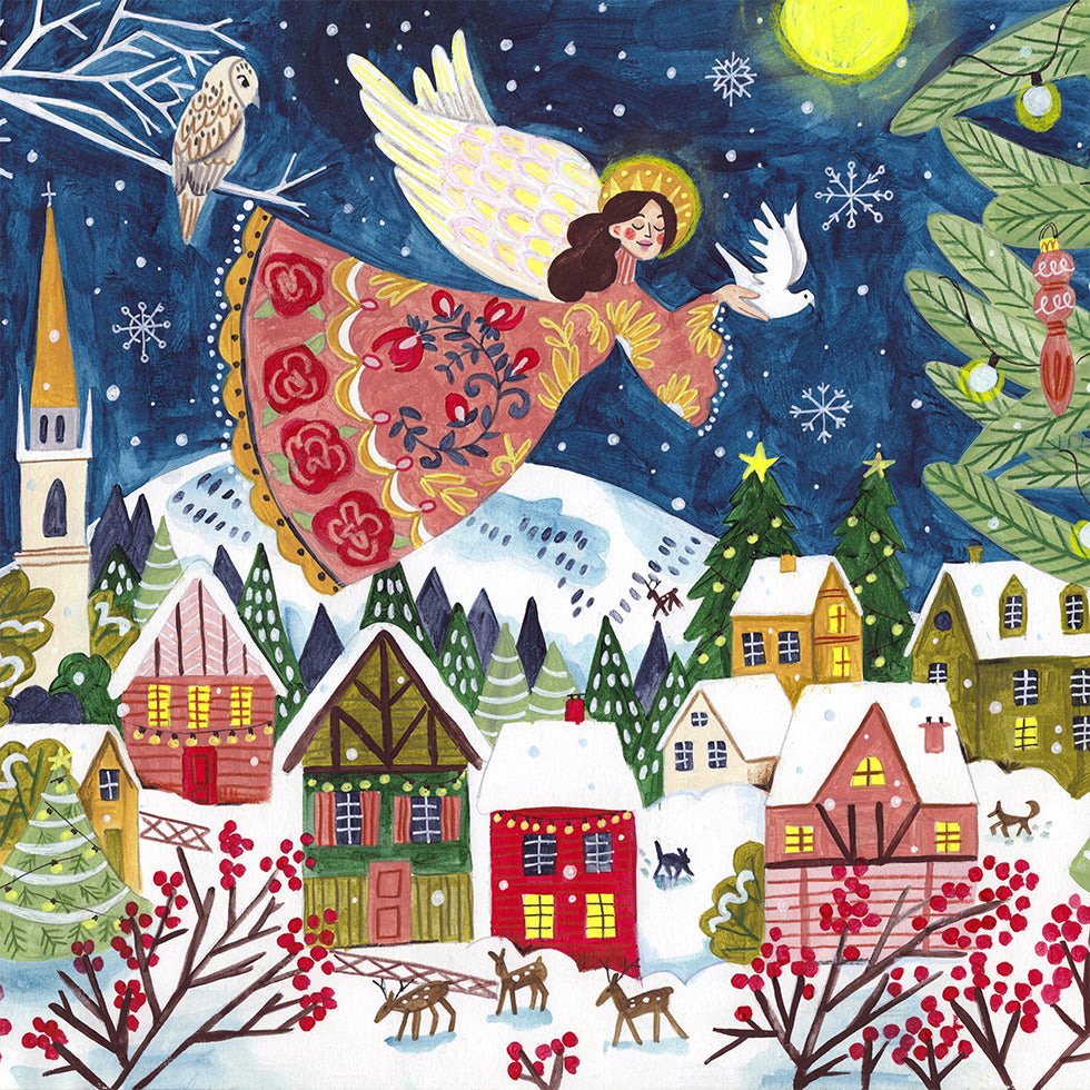 Quadratische Poster zum Thema „Engel des Friedens“.