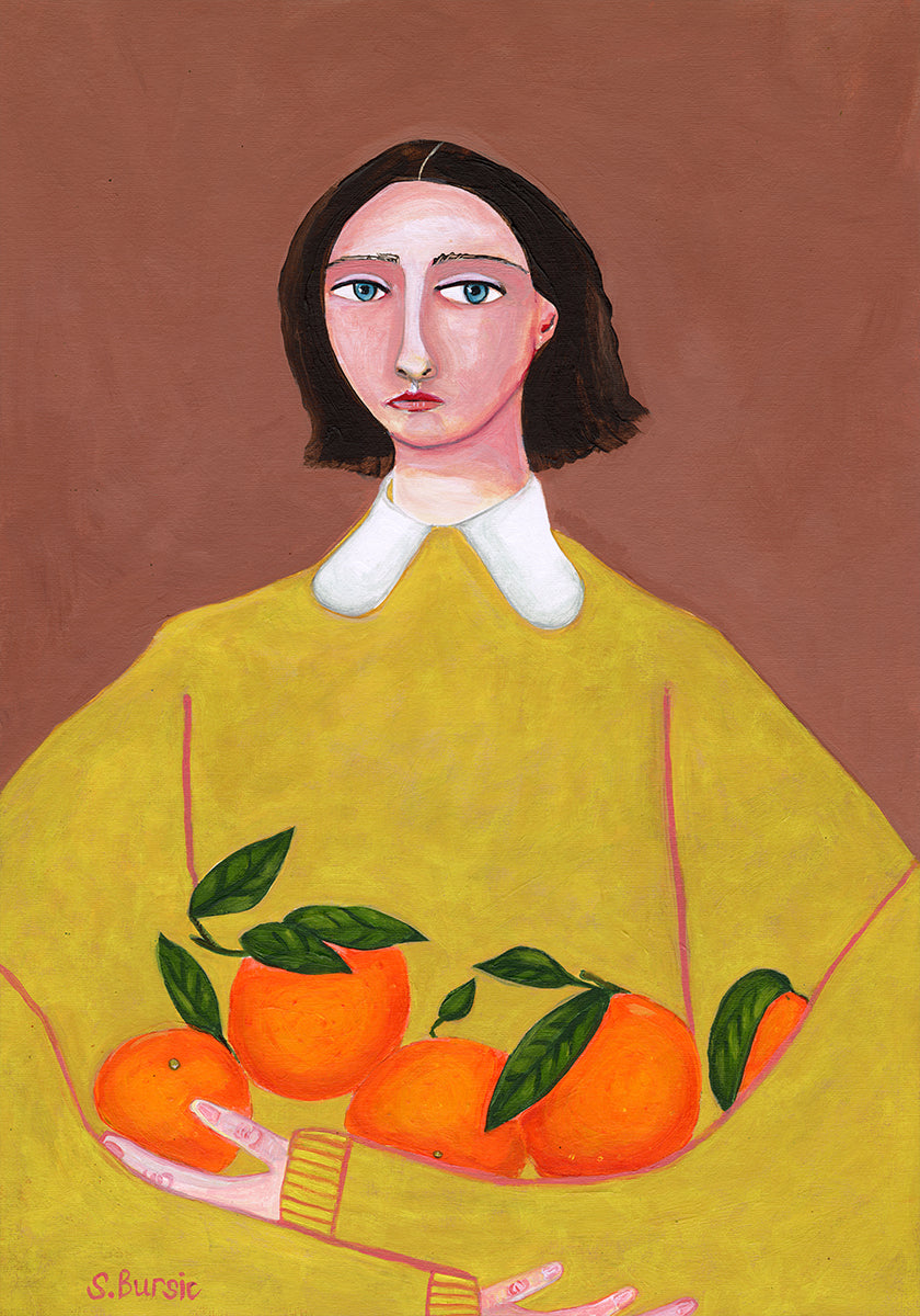 Poster „Dame mit Orangen“.