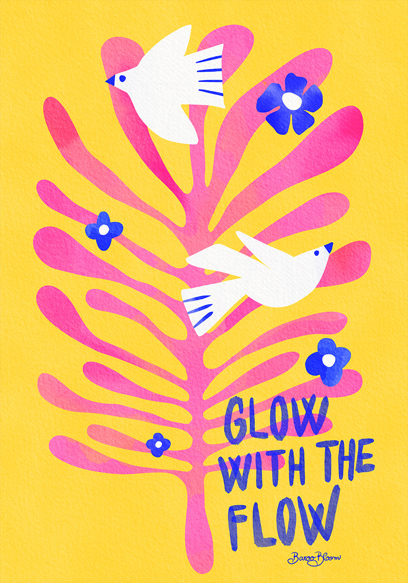 Vögel – Glow with the Flow rosa Poster