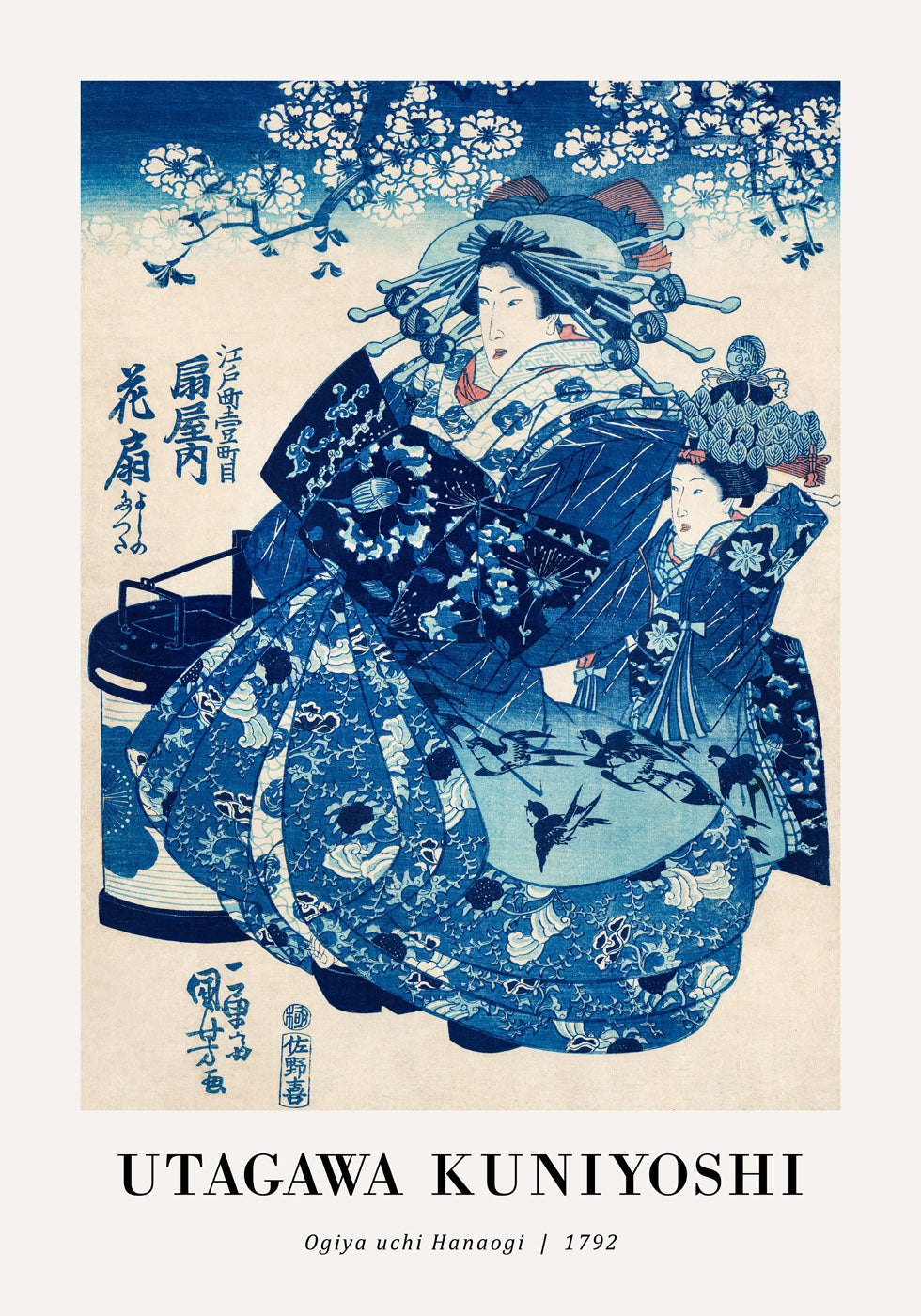 Eleganz von Ogiya Uchi Hanaogi Utagawa Kuniyoshi Poster - Posterbox.no