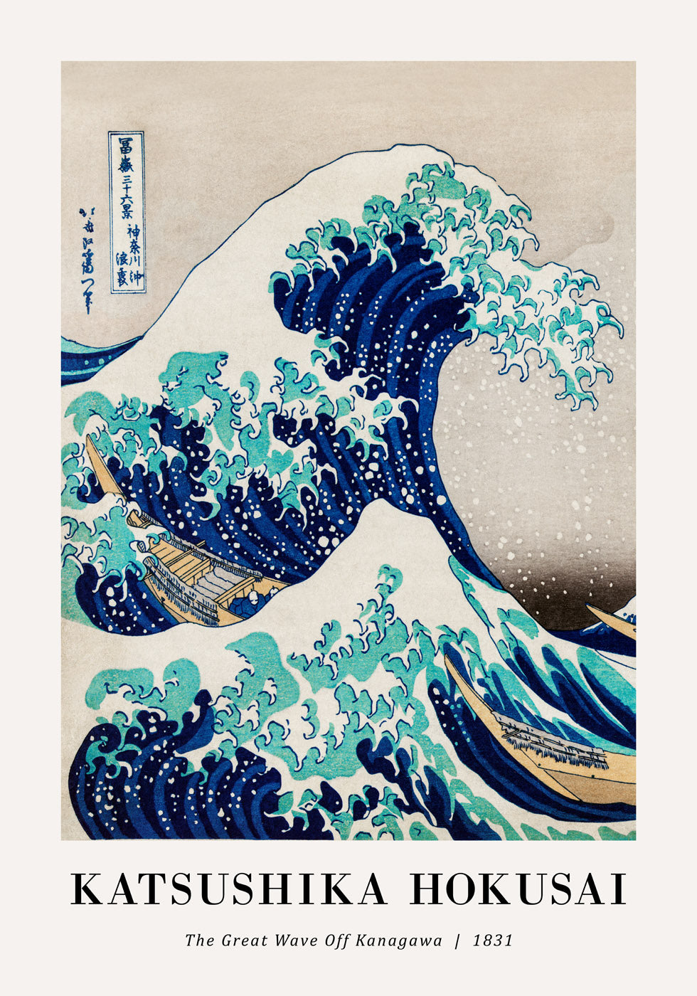 Die große Welle vor Kanagawa von Katsushika Hokusai Poster - Posterbox.no