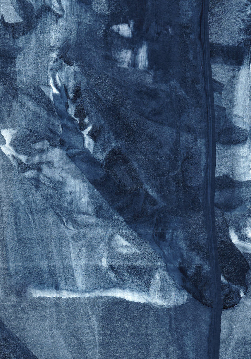 Poster mit fließenden vertikalen Linien mit blauer Textur