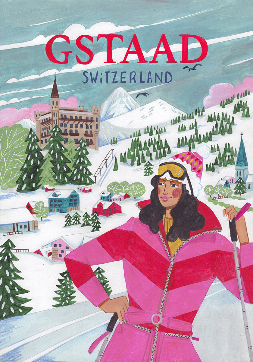 Reisefrau in Gstaad, Schweiz Poster