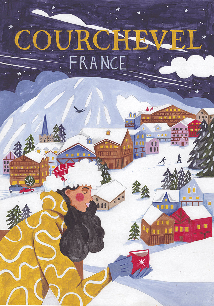 Reisefrau in Frankreich, Courchevel Poster