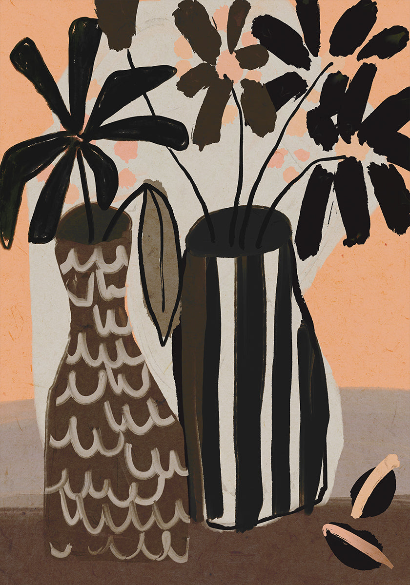 Gestreifte Vasen blühen