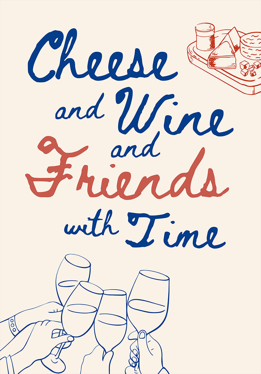 Käse und Wein..., Text + Illustration Poster
