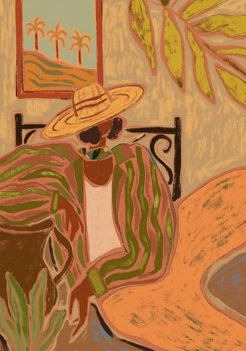 Dame im Streifenplakat