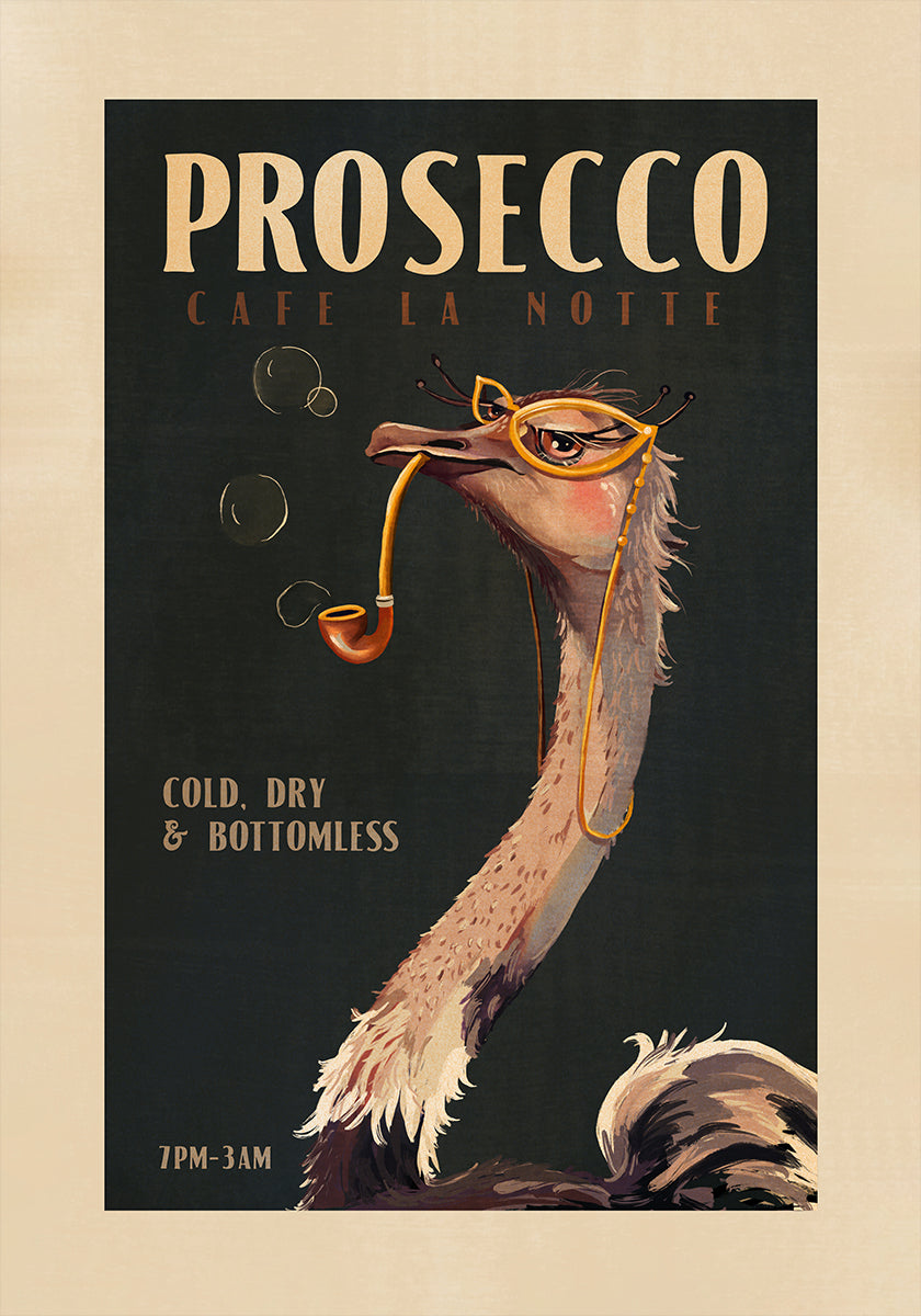 Art-Deco-Prosecco-Wandkunst eines Strauß-Posters