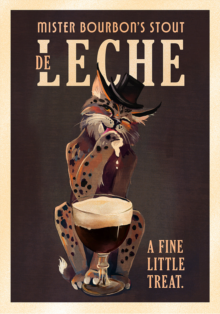 Bourbon De Leche Guinness-Stil-Katzen-Kunstplakat