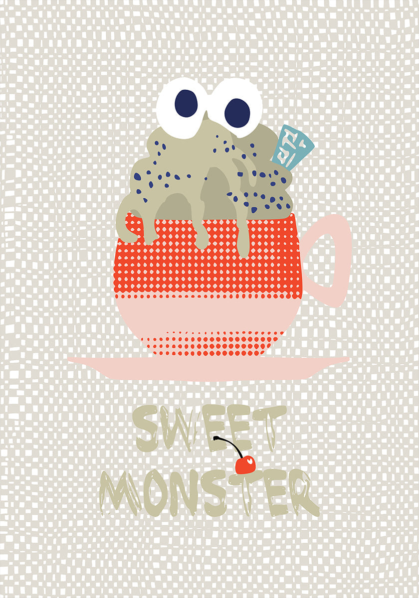 Süßes Monster-Cupcake-Rot-Poster