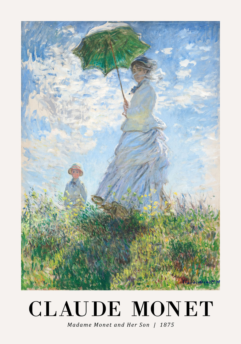 Madame Monet und ihr Sohn 1875 Poster von Claude Monet - Posterbox.no