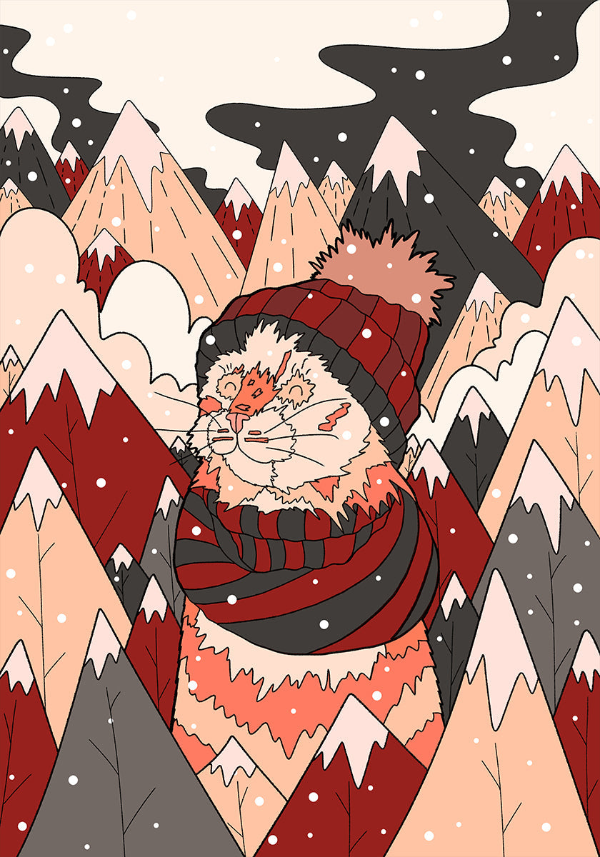 Gemütliches Winterkatzen-Poster