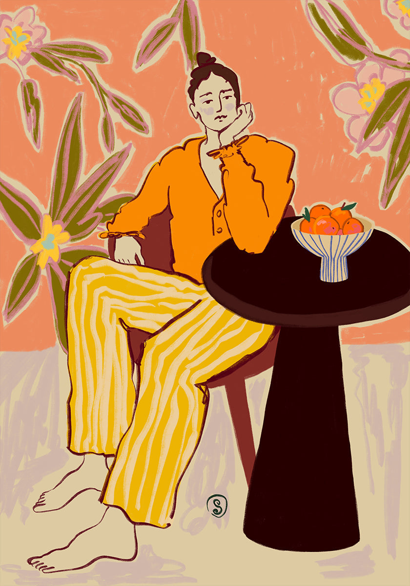 Poster Frau mit Orangen