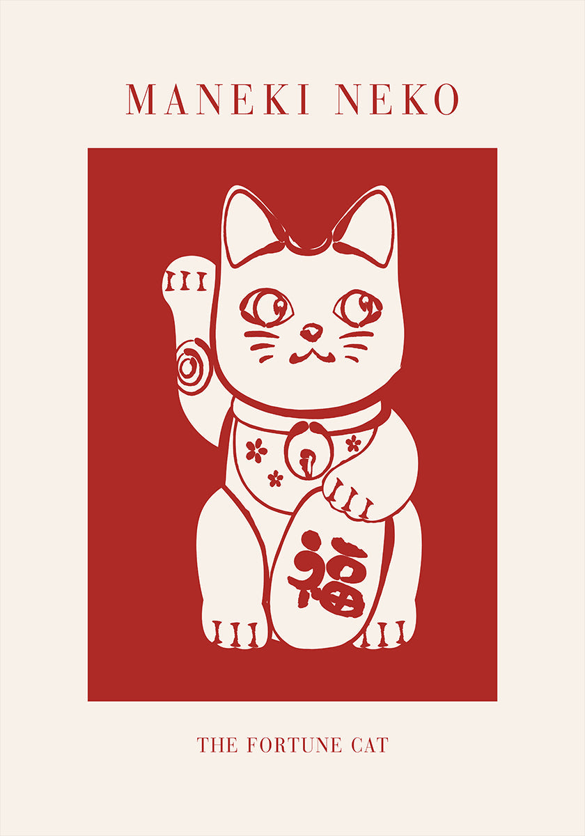 Maneki-Neko-Katze Rot