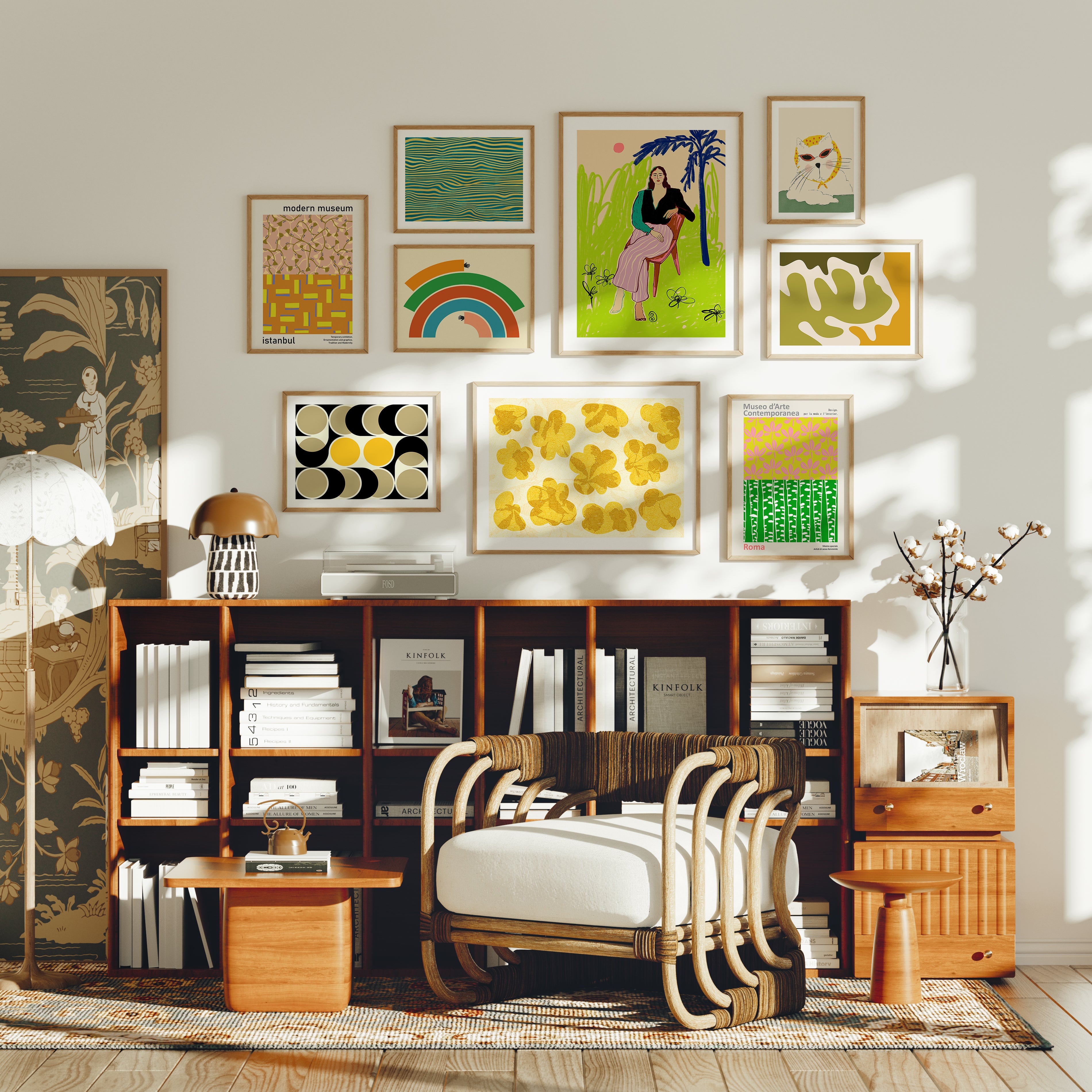 Buntes, modernes Galerie-Wandset-Poster