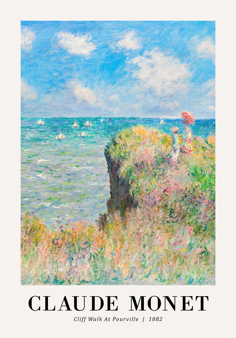 Cliff Walk bei Pourville 1882 Poster von Claude Monet - Posterbox.no