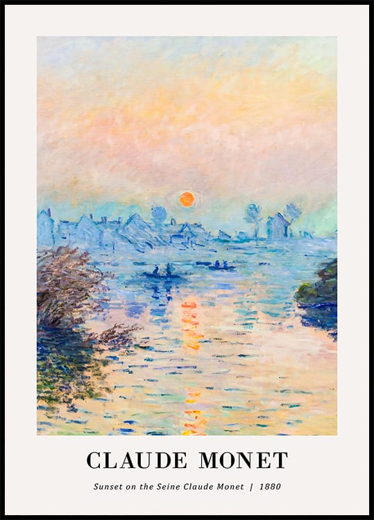 Sonnenuntergang auf der Seine Poster von Claude Monet Poster - Posterbox.dk