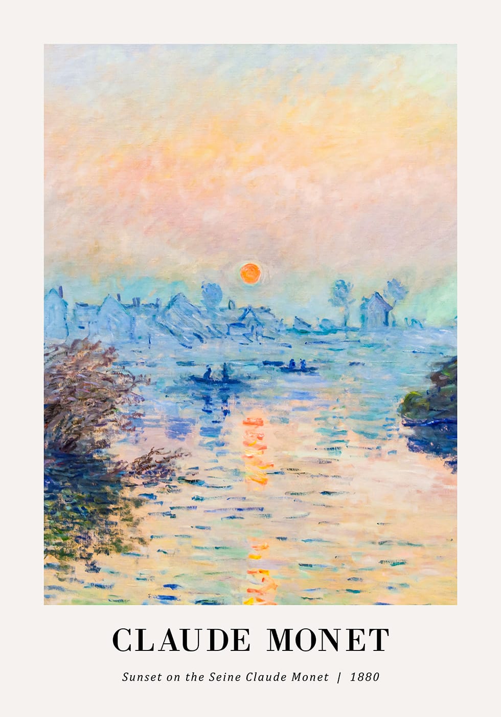 Sonnenuntergang auf der Seine Poster von Claude Monet Poster - Posterbox.dk