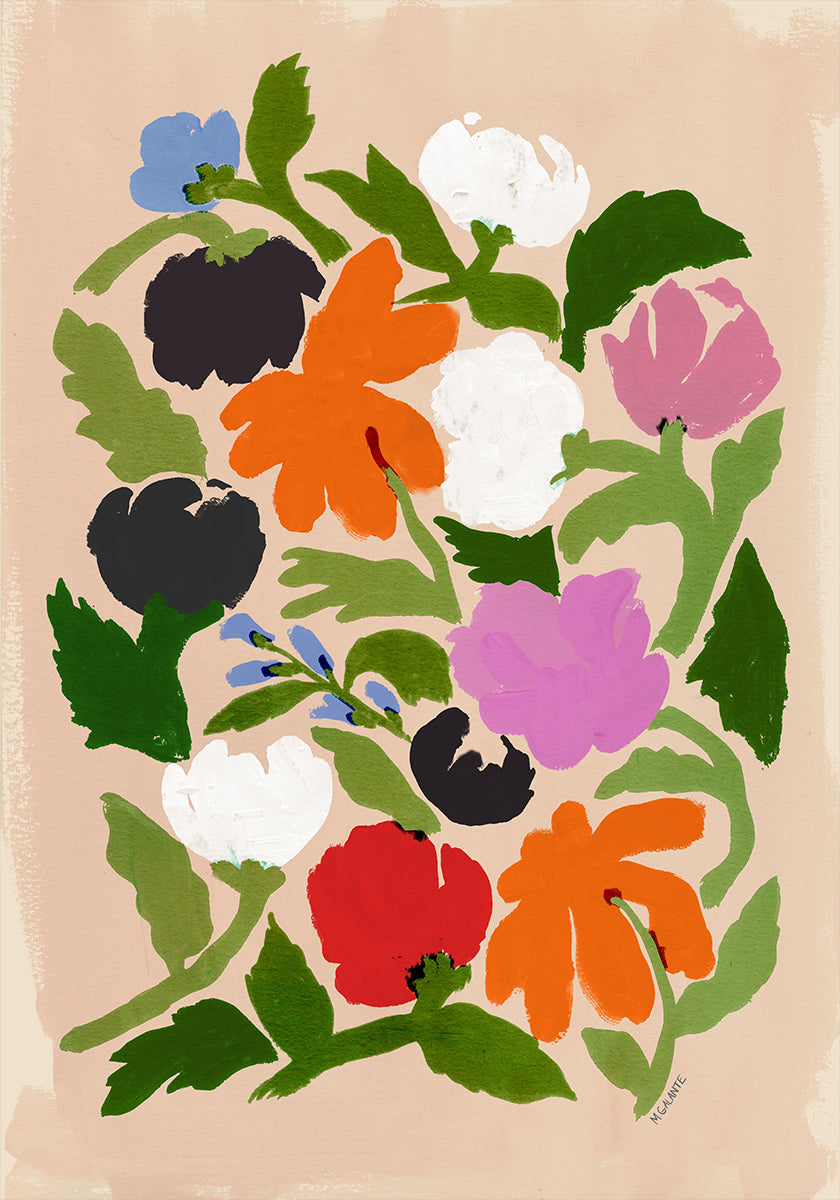 Lebhaftes, florales, abstraktes Blumen-Poster