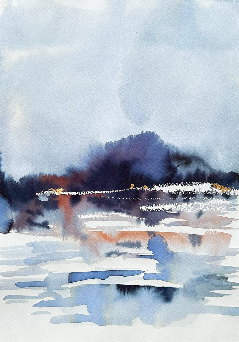 Poster „Misty Lake Reflections“.