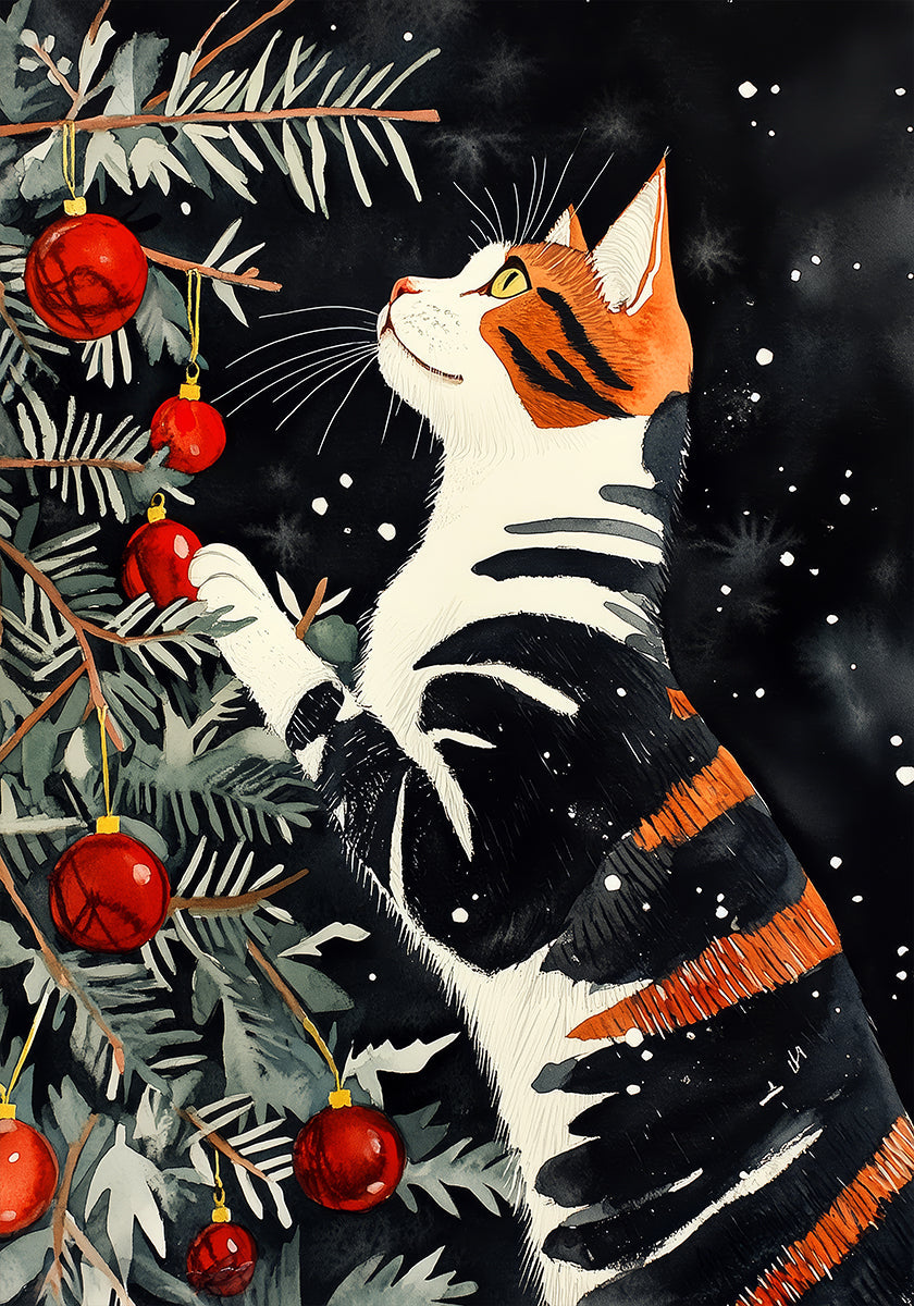Katzen lieben das Weihnachtsbaum-Poster
