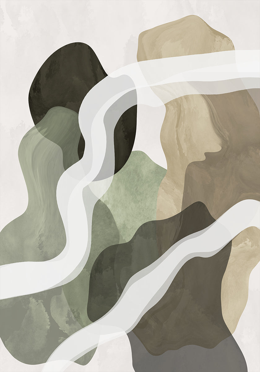 Abstraktes Poster mit grünen Formen