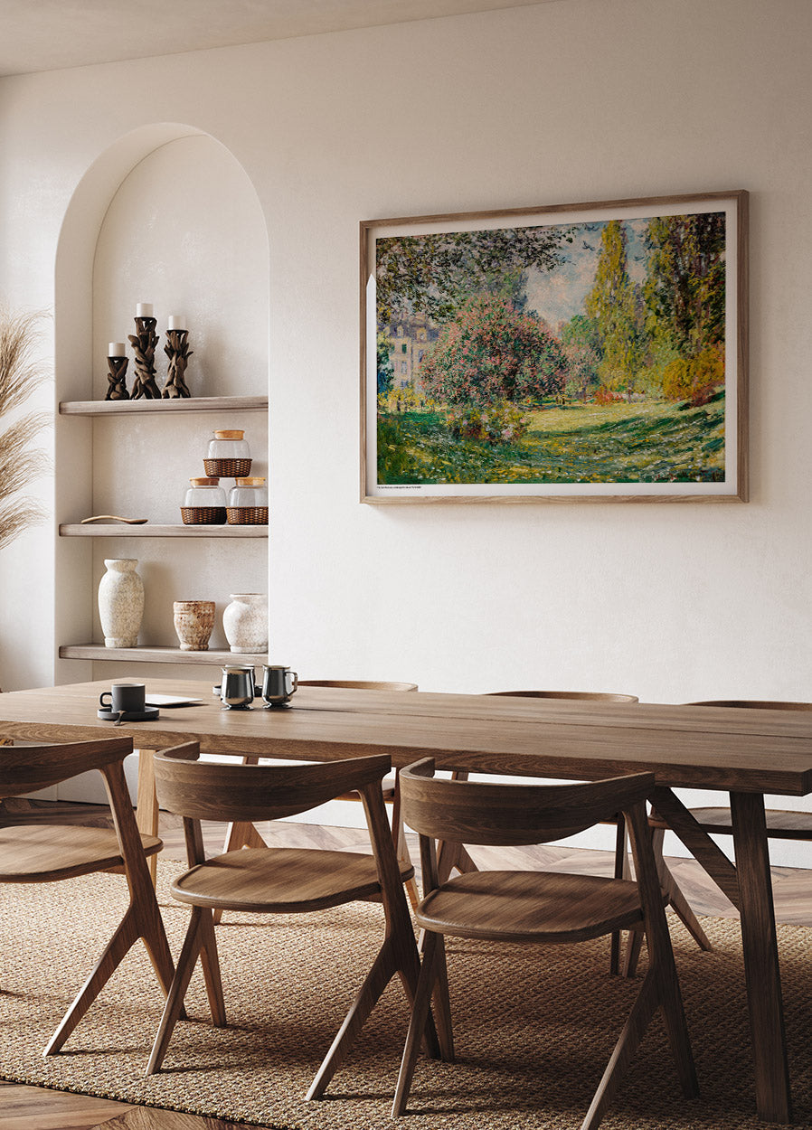 Die Landschaft des Parc Monceau von Claude Monet (1867) Poster - Posterbox.no