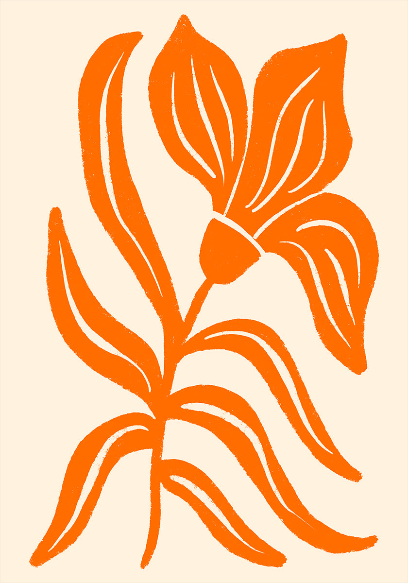 Abstraktes orange stilisiertes Tulpenplakat