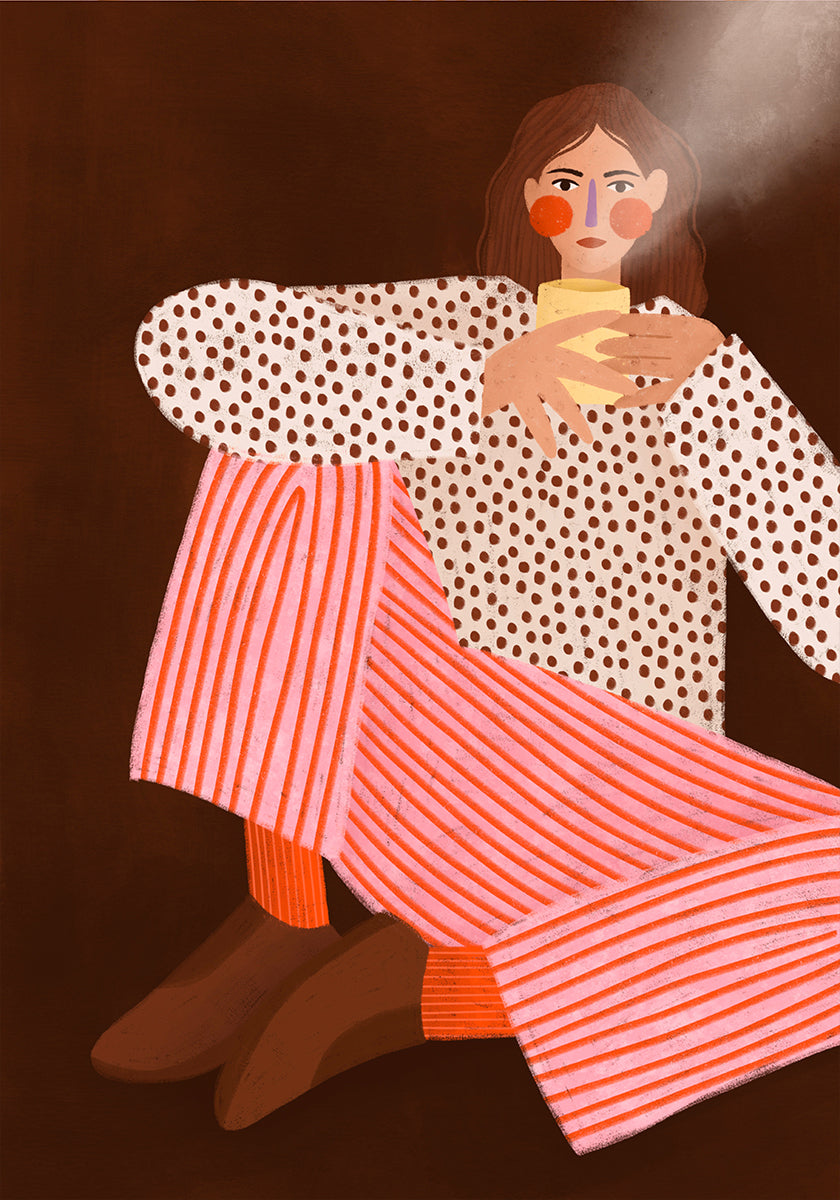 Frau mit der Tasse Tee Poster