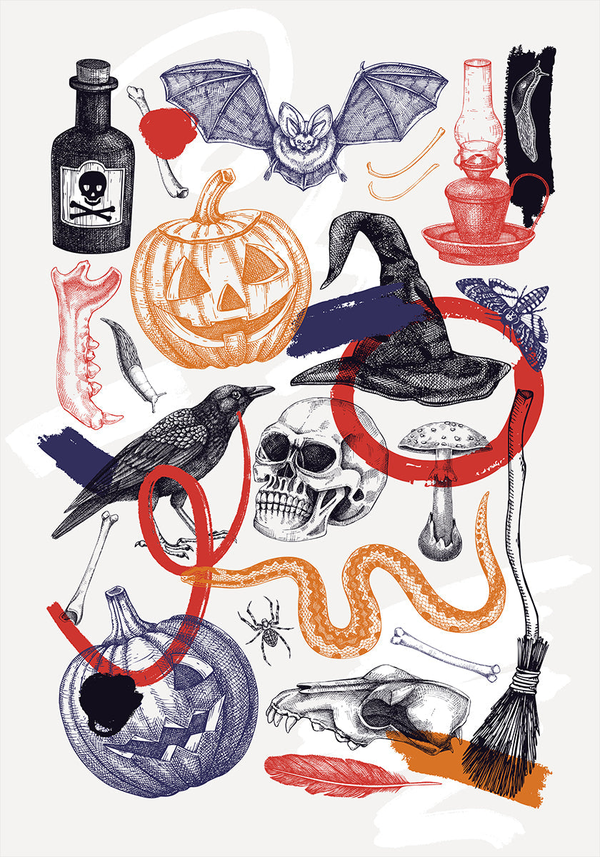 Halloween-Collage-Kunstposter