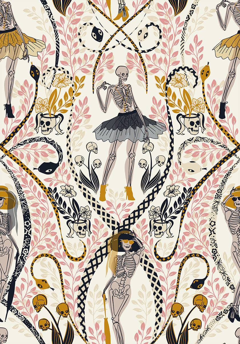 Gotisches Fashionista-Poster mit antikem weißem Muster