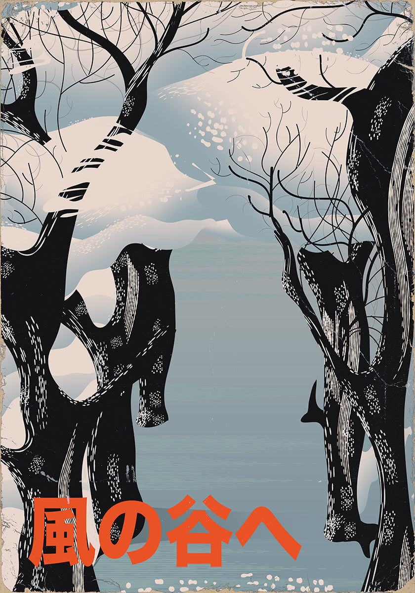 Japanisches Winterplakat zum Tal des Windes