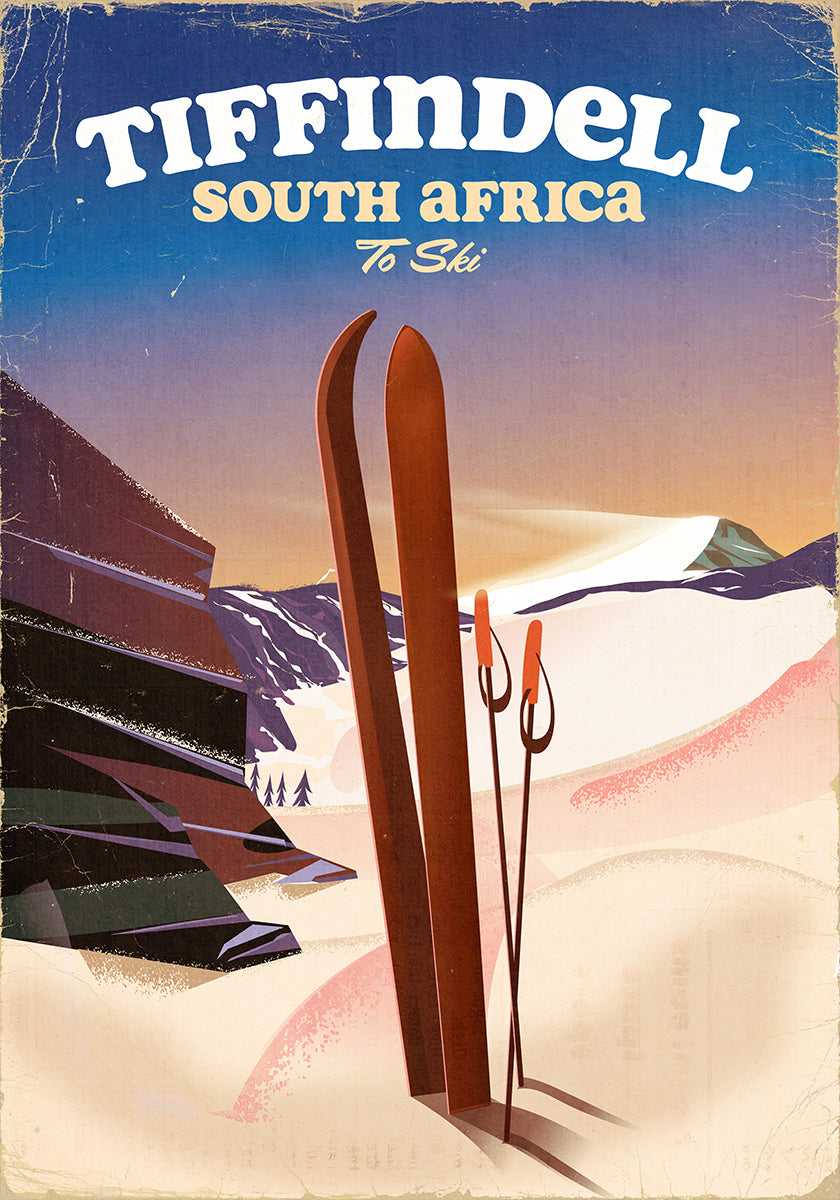 Tiffindell Südafrika Zwei-Ski-Poster