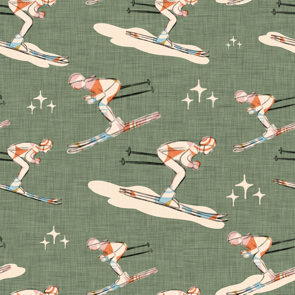 Wintersport Retro Vintage Ski Blue.png Poster