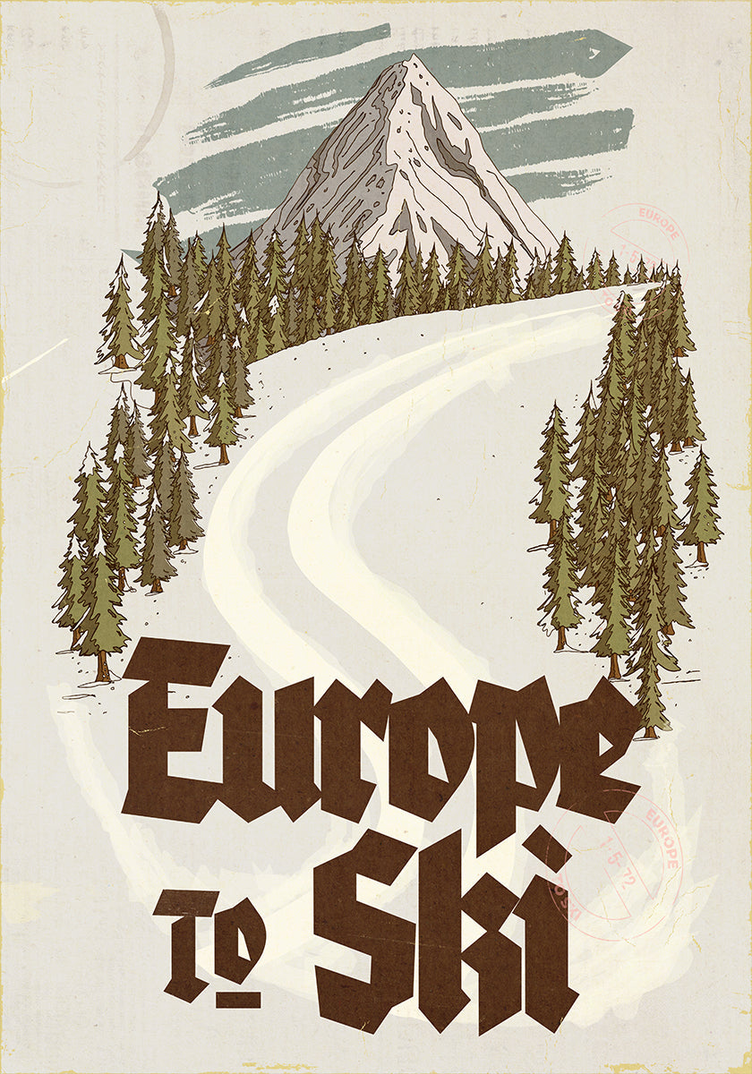 Europa, zum, Vintages Reise-Postkarten-Plakat Ski zu fahren