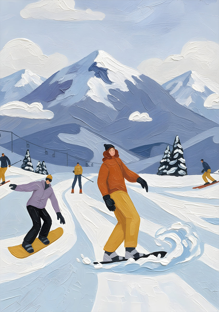 Skifahren mit Freunden Poster