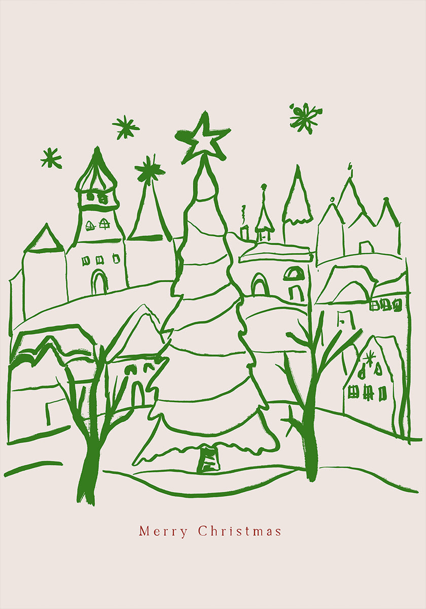 Frohe Weihnachten-Stadt-Plakat