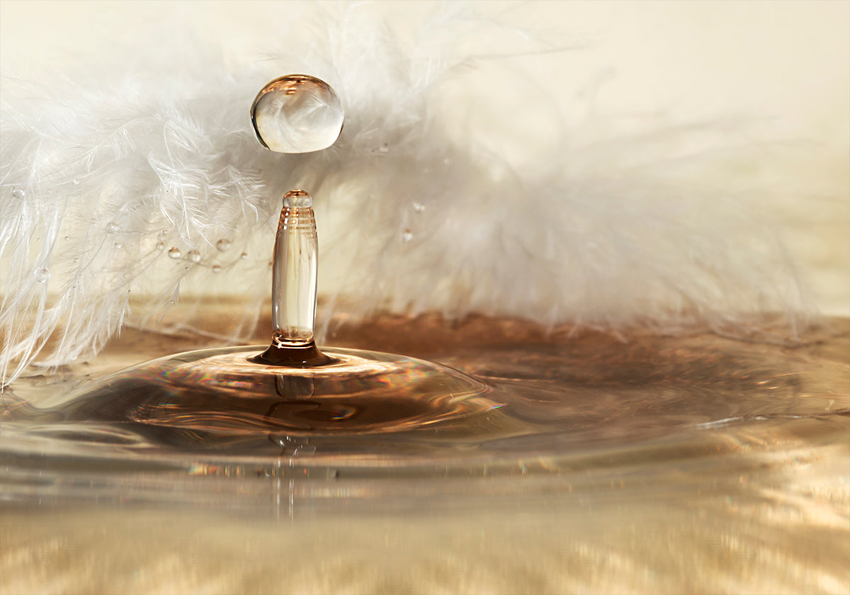 Goldene Federtropfen